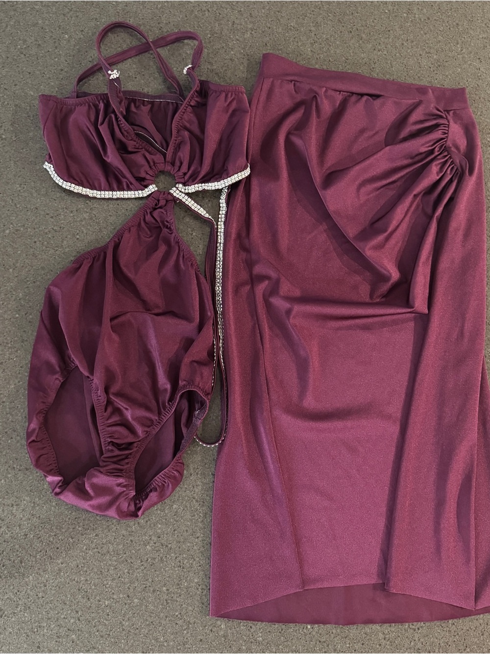 Kelle Dance Costume Set — Merlot Two-Piece Size MA STYLE #5431A